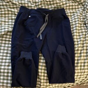 Figs Navy Jogger Pants with Gray Accents